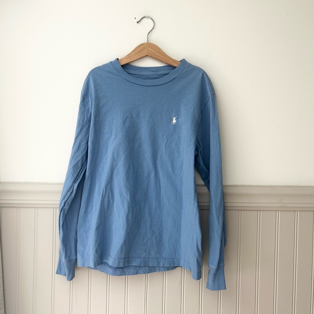 Polo by Ralph Lauren Boys 10-12 Light Blue Cotton Long Sleeve Tee